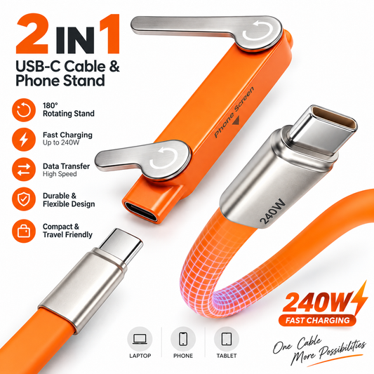 Fast-Charging Cable with Detatchable Stand